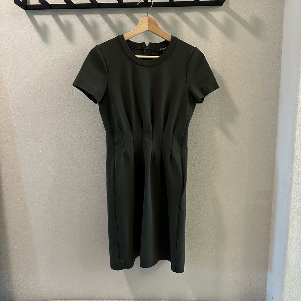 Madewell Black Pleated A-Line Mini Dress